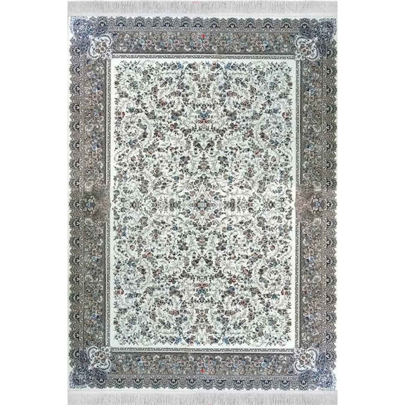 فرش مشهد 1700 شانه کد 817256 زمینه کرم-موشی (برجسته)