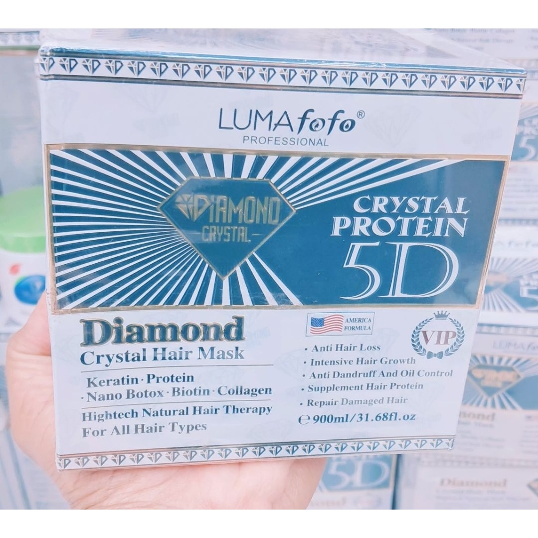 ماسک مو پروتئین 5D کریستالی لوما فوفو حاوی کراتین، بیوتین و کلاژن 900 میل LUMA FOFO Crystal Protein 5D Diamond Hair M...
