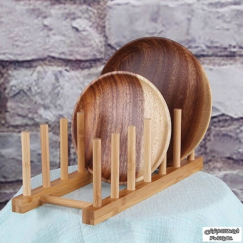 نظم دهنده چوبی بامبو بشقاب لیوان