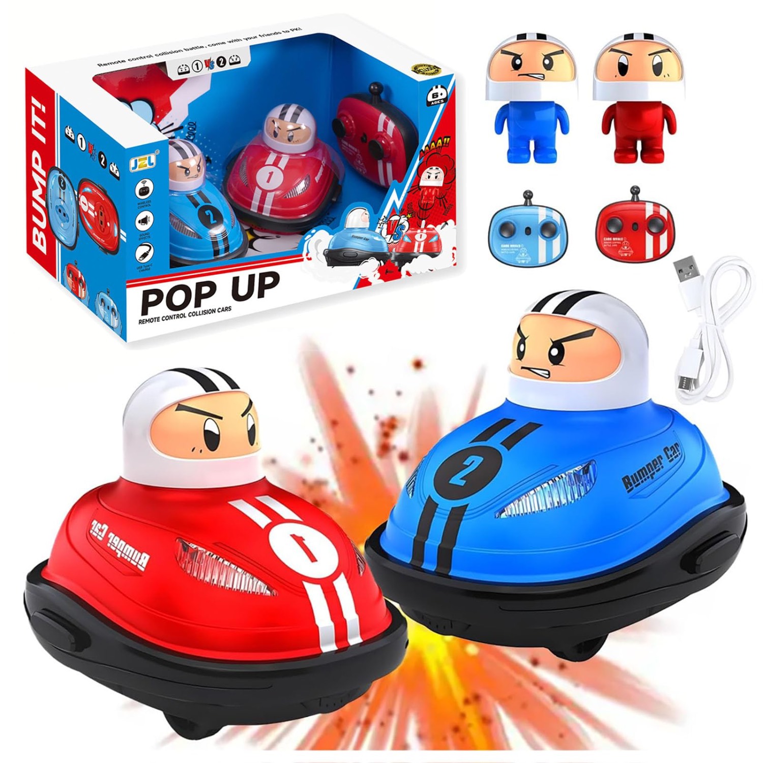 ماشین کنترلی تصادفی دو نفره مدل 0355-1 | ست مبارزهای شارژی Bump It 🏎️💥