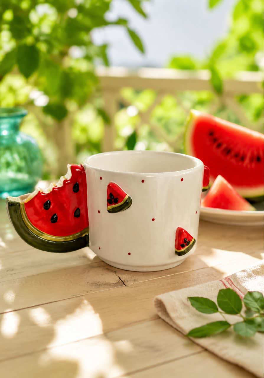 ماگ سرامیک برجسته هندوانه
