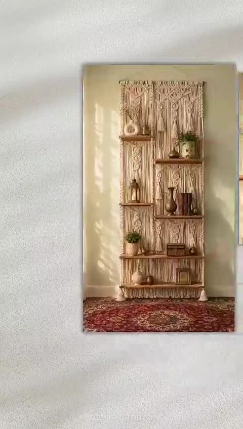شلف دیواری مکرومه 5طبقه بوهو استایل