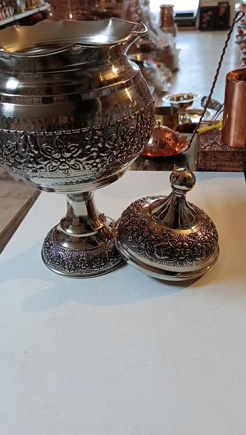 آجیل خوری مسی گلبرگ کروم پایه دار بدون تغییر رنگ