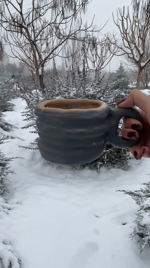 ماگ سفالی دست ساز-دفرمه-دسته دار-Big Mug