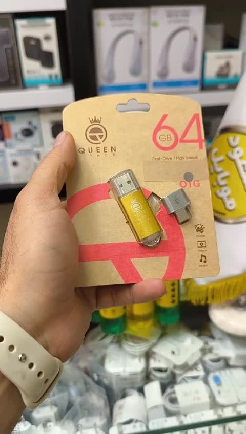 فلش مموری 64 گیگ کویین تک Queen Tech همراه OTG Type C، فلش دوکاره USB و تایپ سی ، ساخت تایوان