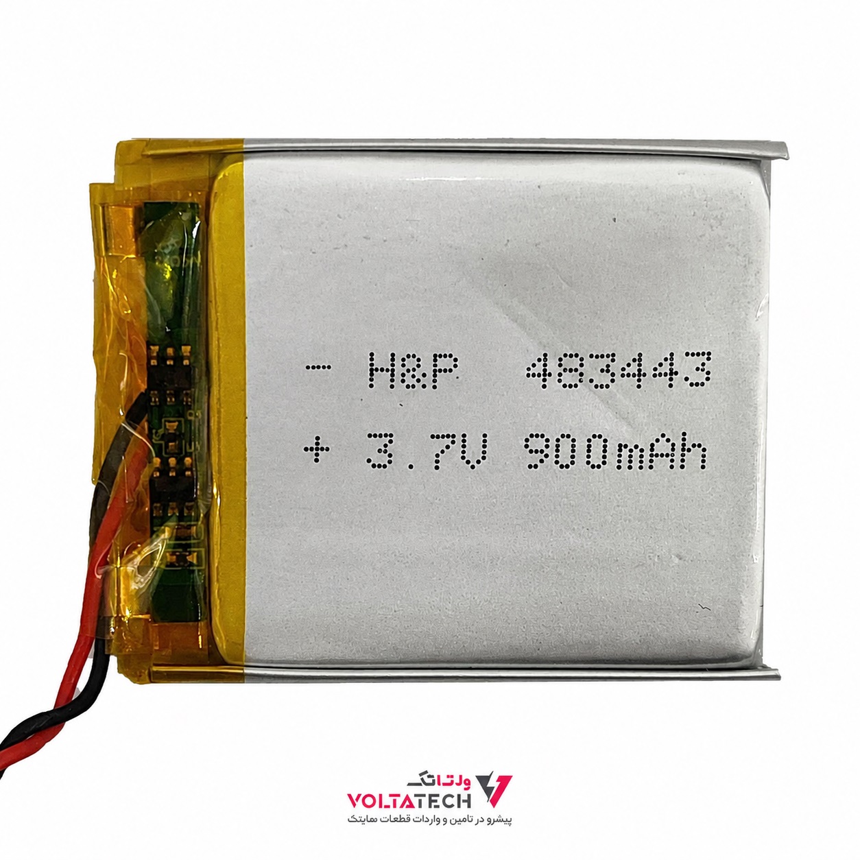 باتری لیتیوم پلیمر 3.7v ظرفیت 900mA ابعاد 483443