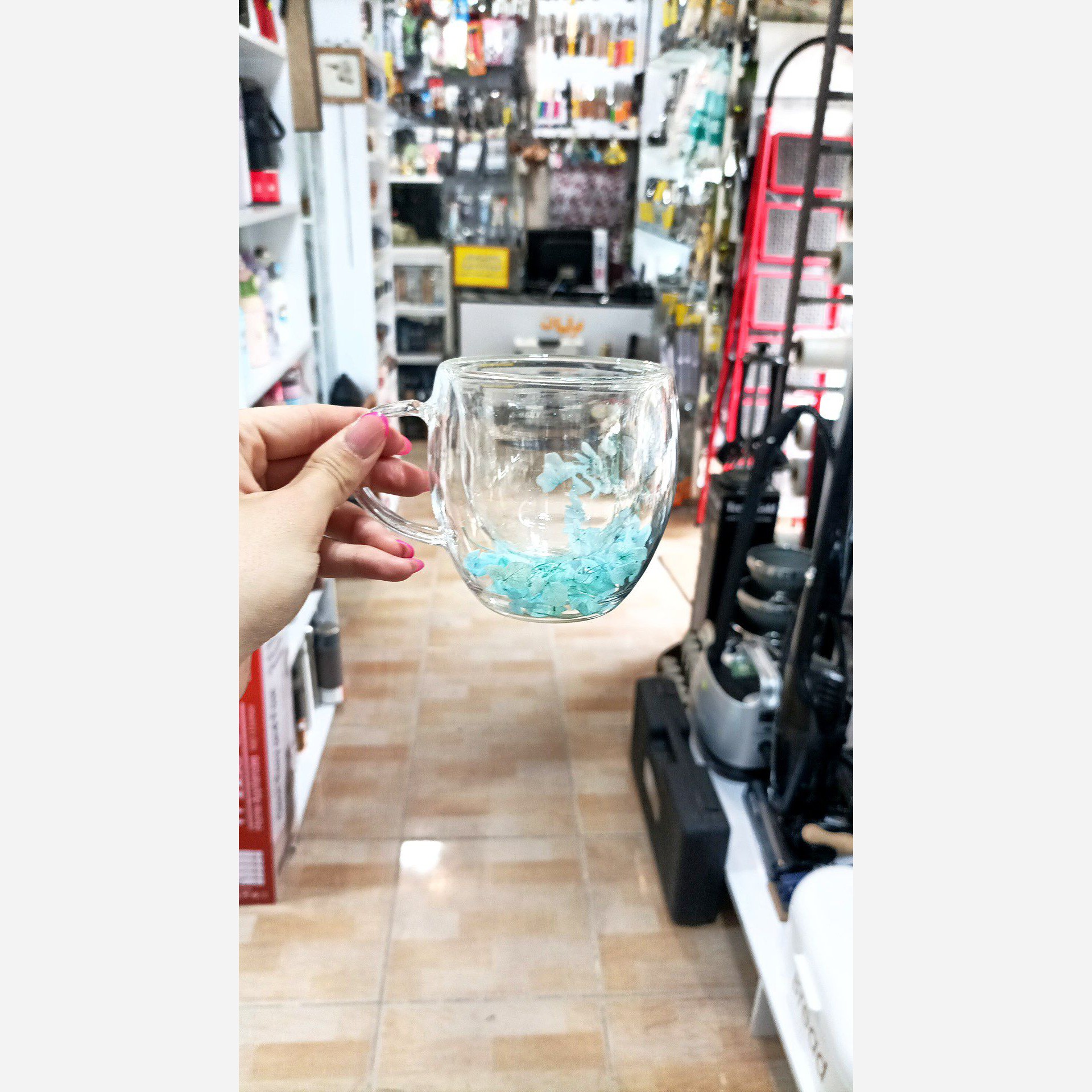 ماگ دو جداره پیرکس گل دار