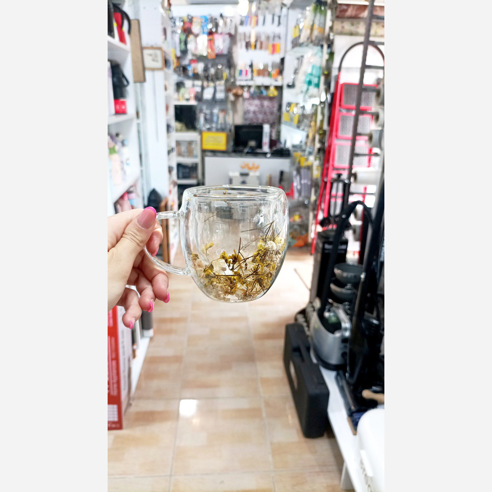 ماگ دو جداره پیرکس گل دار