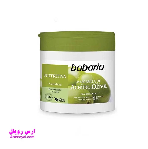 ماسک موی مرطوب کننده باباریا babaria حاوی روغن زیتون حجم 400 میل