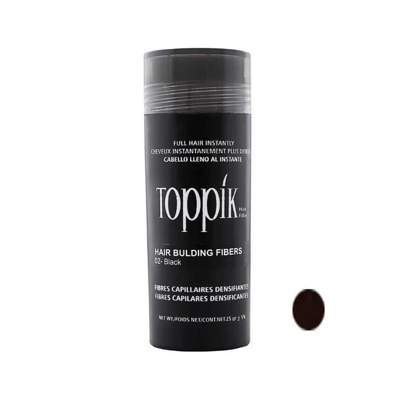 پودر پر پشت کننده ظاهری مو تاپیک هیر فیلر Toppik Hair Filler رنگ مشکی 02 وزن 50 گرمی