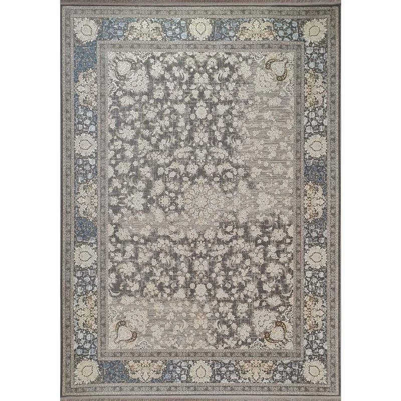 فرش ماشینی افرند 1200 شانه زمینه ذغالی متالیک کد 2262 (دایره قطر یک متری)