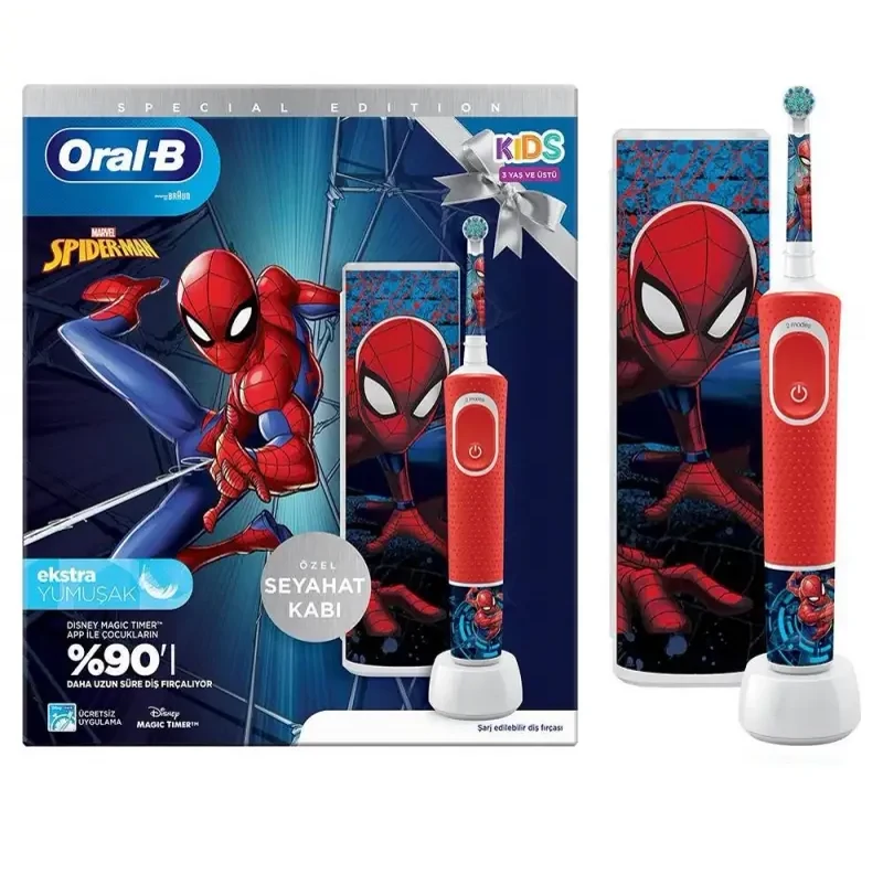 مسواک برقی اورال بی مدل اسپایدر من Oral B spider man قرمز (کیس محافظ)