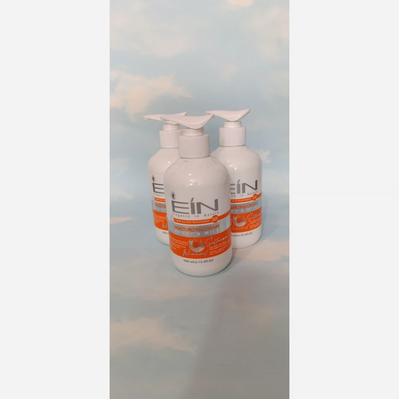 کرم نرمکننده و مرطوبکننده پمپی حاوی کلاژن و هیالورونیک اسید شیر و عسل ای آی ان 400 میلیلیتر Ein