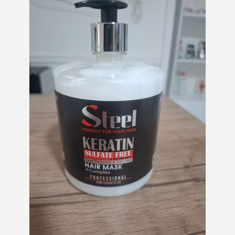 ماسک مو بدون سولفات استیل مدل Keratin حجم 1000 میلی لیتر