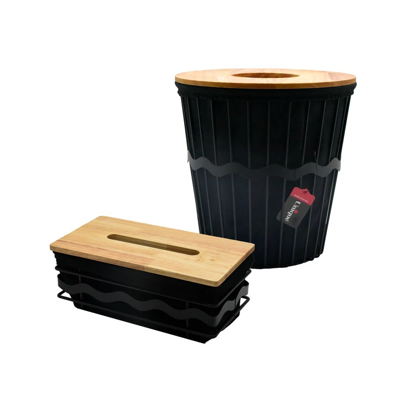 ست سطل و جای دستمال یونیک مدل فلزی کد 2929 (پس کرایه)