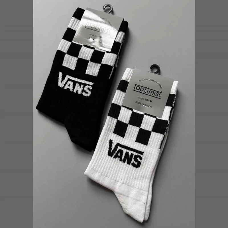 جوراب ساقدار طرح Vans ساق شطرنج اسپرت کش انگلیسی فری سایز