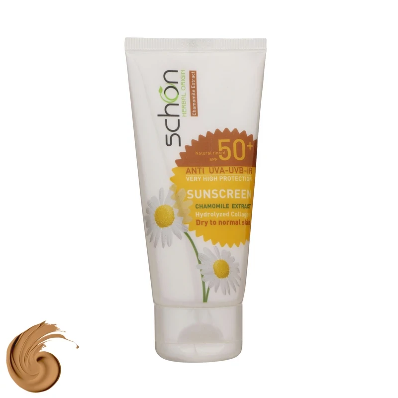 کرم ضد آفتاب بدون رنگ شون SPF 50 مدل chamomile extract مناسب پوستهای چرب حجم 50 میلیلیتر