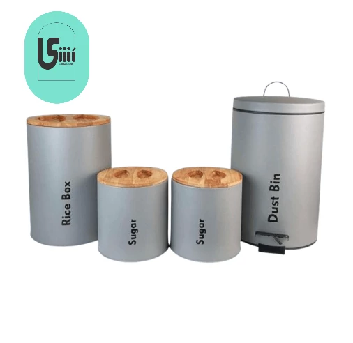 ست 4 پارچه فیلی (طوسی)درب بامبو یونیک8018