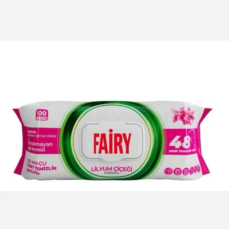 دستمال مرطوب چند منظوره سطوح فیری Fairy رایحه لیلیوم بسته 100 عددی