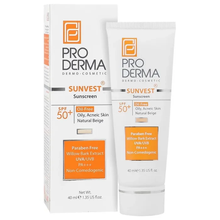 کرم ضدآفتاب رنگی پرودرما SPF50 مدل 01، مناسب پوستهای چرب، حجم 40 میلیلیتر