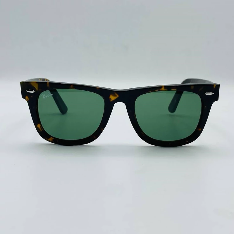 عینک آفتابی ریبن ویفرر شیشه سنگ مشکی براق به همراه پک کامل ریبن Rayban WAYFARER RB 2140 سایز 54