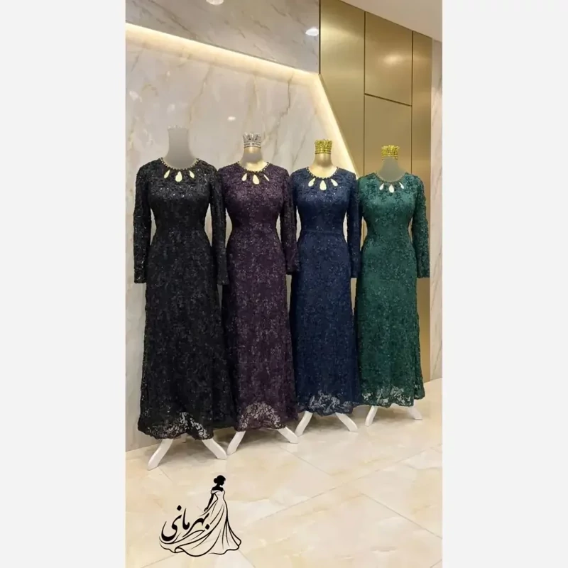 پیراهن مجلسی مزونی کاپدار و سنگدوزی تارا تاسایز50