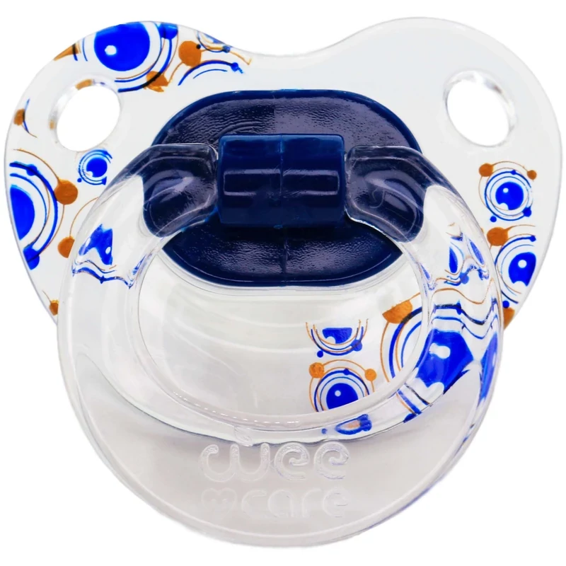 پستانک ارتودنسی وی کر مدل شفاف چاپدار happy سایز 0-6ماه (Wee Care-P115)