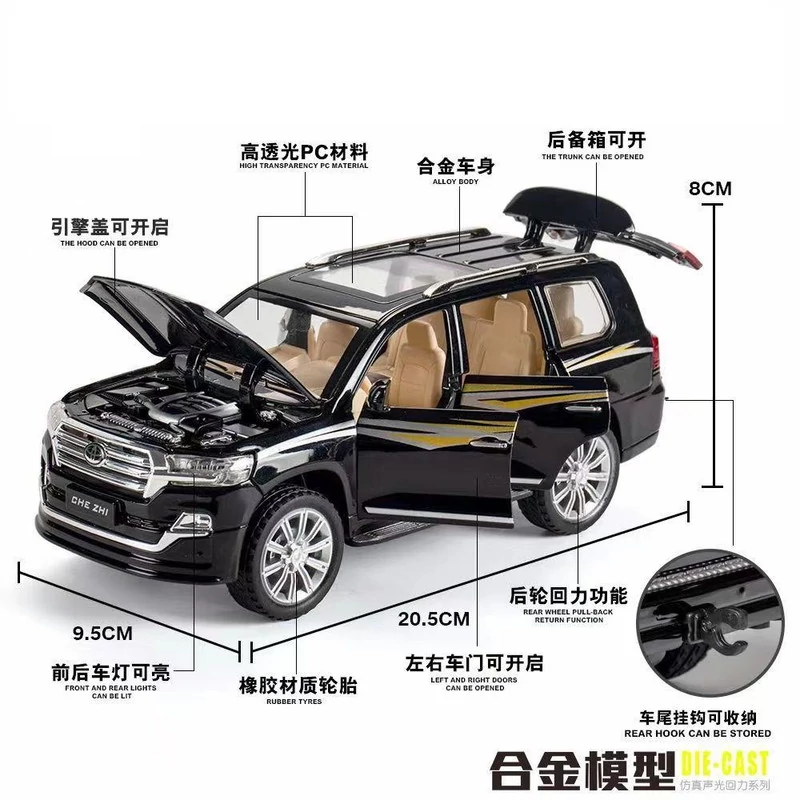 اسباب بازی ماشین فلزی تویوتا لندکروز دودزا مدل toyota land cruiser رنگ مشکی