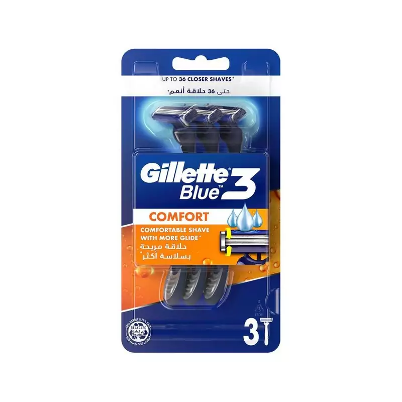خودتراش سه لبه ژیلت Gillette مدل Blue3 COMFORT بسته 3 عددی