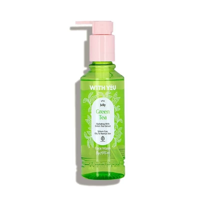 شوینده صورت ژلی حاوی عصاره چای سبز ویت یو With You مناسب پوست نرمال تا چرب مدل Grean Tea حجم 200ml
