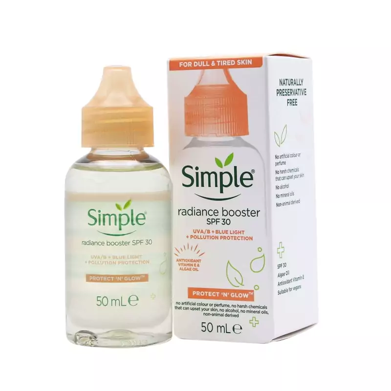 سرم روشن کننده و ضدآفتاب گلو رادیانس بوستر glow radiance سیمپل Simple حجم 50 میل