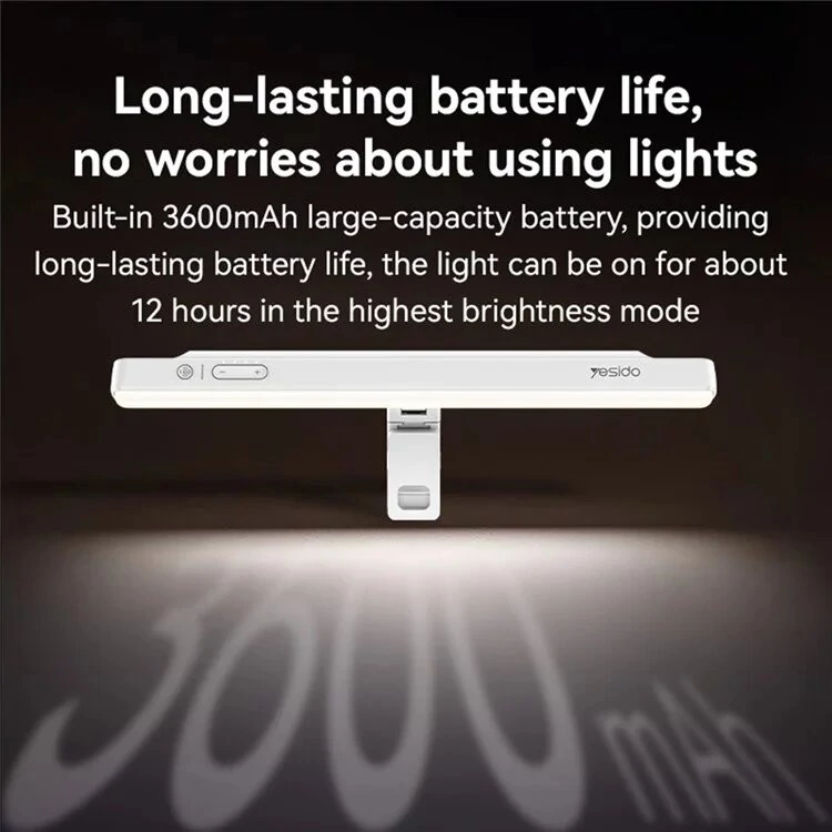 چراغ مطالعه بیسیم یسیدو DH11 بدون قاب، نور قابل تنظیم 2800 تا 6500K، باتری 3600mAh و شارژ سریع 5W