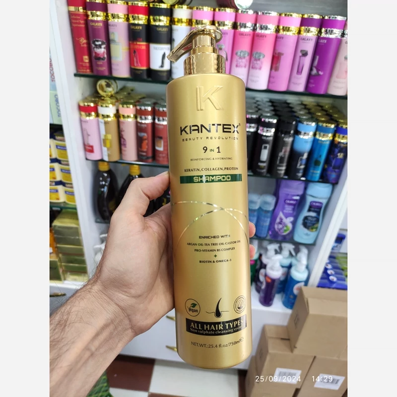 شامپو تقویت کننده و ترمیم کننده مو کانتکس مدل کلاژن مناسب برای موهای آسیب دیده حجم 750 میلی لیتر