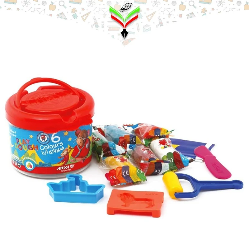 خمیر بازی 6 رنگ سطلی آریا کد 1001 (تنوع رنگ)