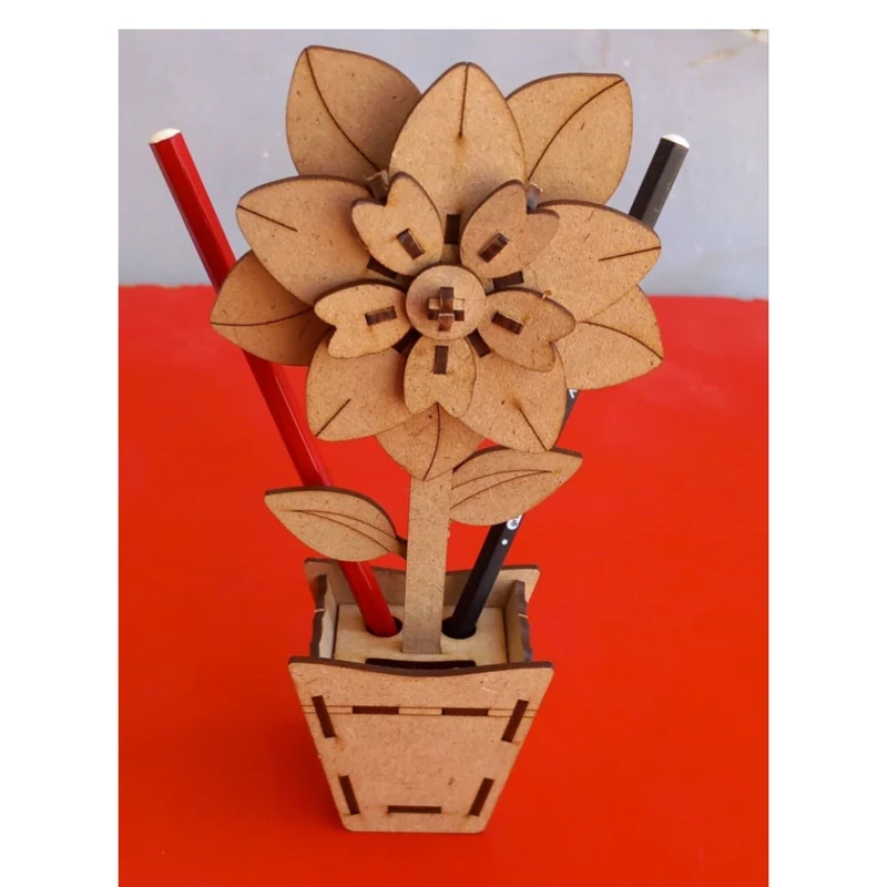 پازل چوبی مدل گلدان جامدادی