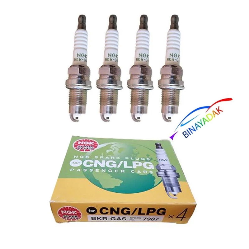 شمع خودرو ان جی کی مدل BKR-GAS 7987 دوگانه سوز پایه کوتاه بسته 4 عددی پس کرایه