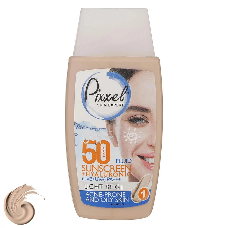 ضد آفتاب رنگی پیکسل پوست چرب، جوشدار و مختلط Spf50 حجم 50 میل،بژ طبیعی