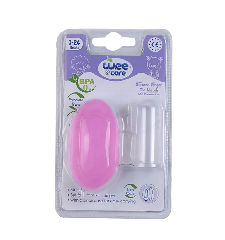 مسواک انگشتی وی کر مدل سیلیکونی به همراه قاب رنگی -Wee Care-S601