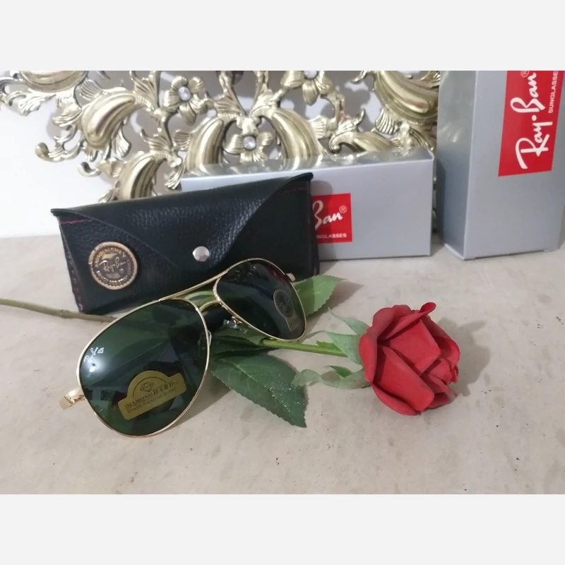 عینک ریبن خلبانی قهوه ای شیشه سنگ با پک کامل ریبن rayban aviator RB 3025
