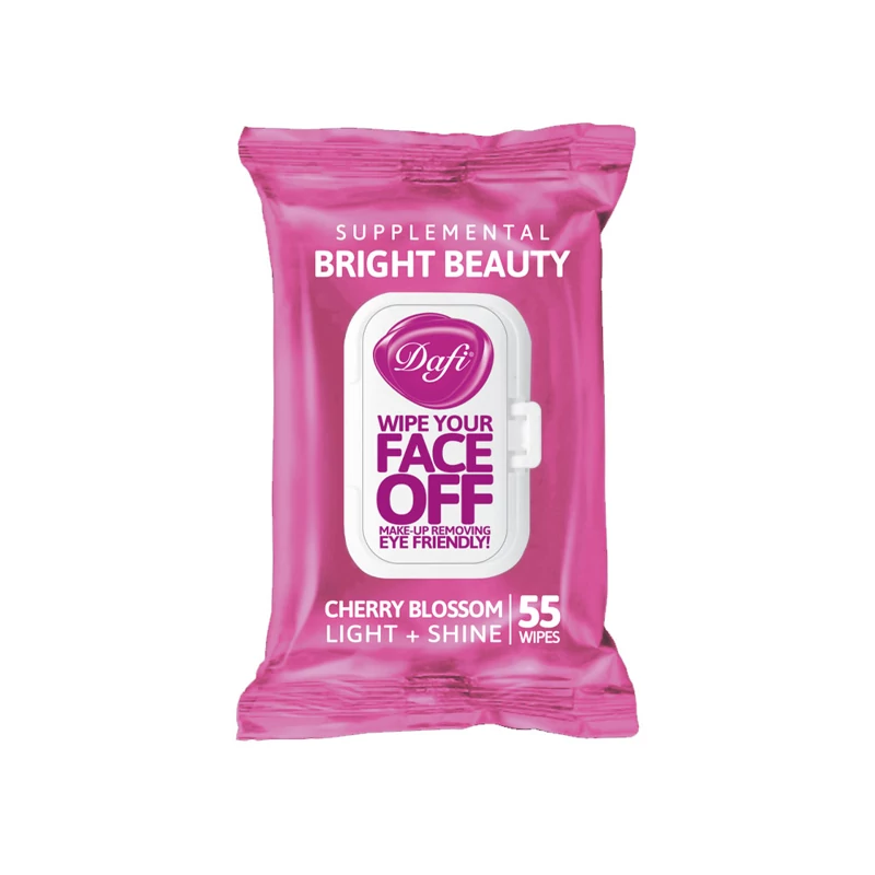 دستمال مرطوب و پاک کننده آرایش درب دار دافی مدل Bright Beauty حاوی شکوفه گیلاس ژاپنی بسته 55 عددی