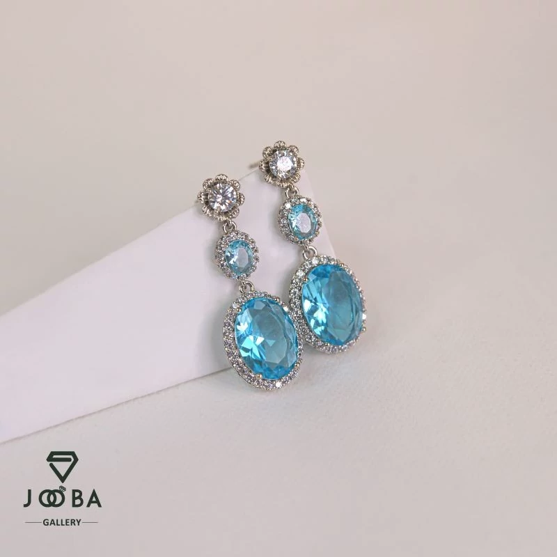 گوشواره سوارسکی نگین آبی ژوپینگ کد 1111963061