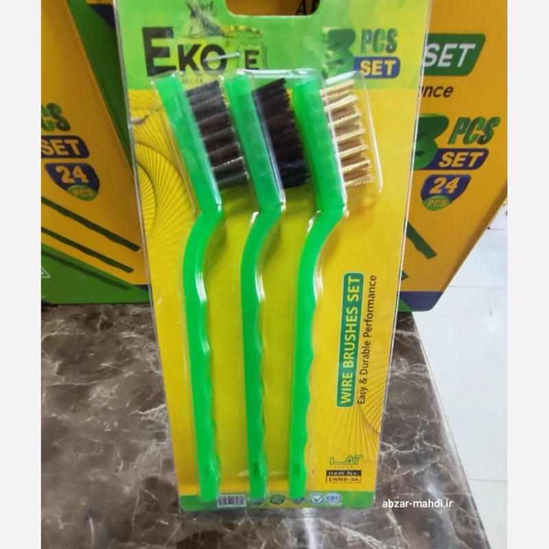 ست برس مسواکی فلزی 3 عددی اوکی مدل EWBS-3B کیفیت درجه یک