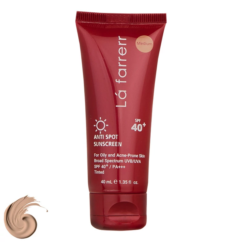 کرم ضدآفتاب رنگی لافارر مدل SPF40، مناسب پوستهای چرب، حجم 40 میلیلیتر