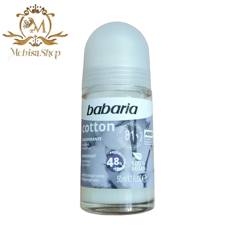 مام رول دئودورانت باباریا Babaria مدل Cotton حاوی کتان پنبه | حجم 50 میل