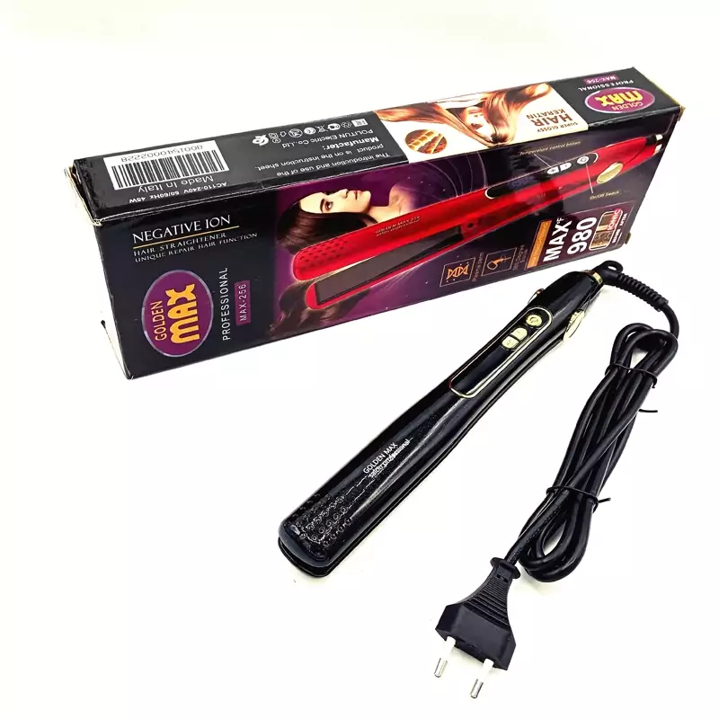 اتومو حرفه ای گلدین مکس ایتالیاGOLDEN MAX 256 اتوموکف نانو صافی شلاقی در دو رنگ قرمز و مشکی دارای صفحه ال ای دی قاب
