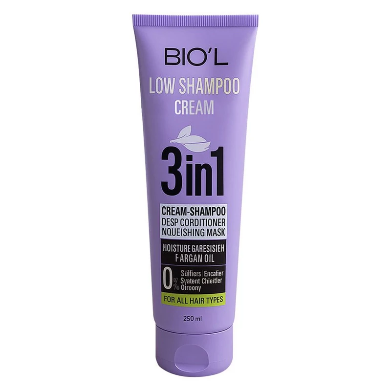 شامپو نرم کننده کرمی مو بیول 3 در 1 تیوپی Biol Low Shampoo Cream