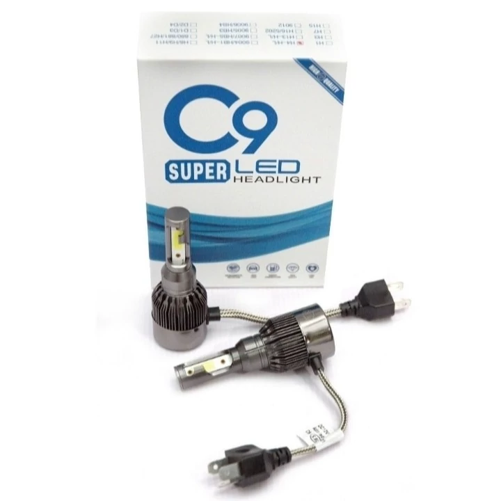 هدلایت خودرو پایه H3 لامپ ماشین مدل C9 وینر Winer مه شکن پراید پژو 405 سمند سورن رانا پلاس رنگ سفید یخی (بسته 2عددی)