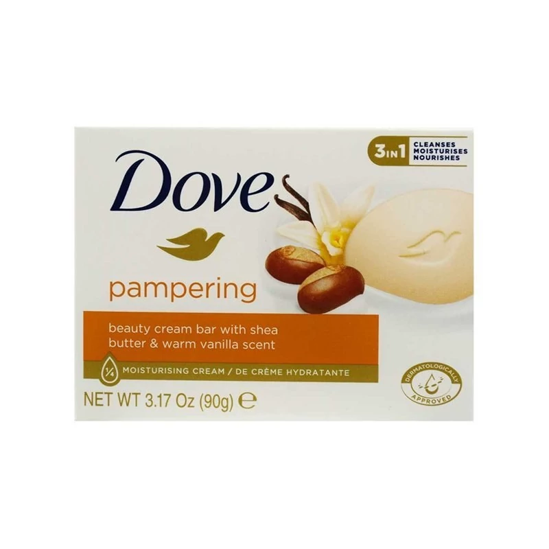 صابون داو Dove مدل صورتی pampering با رایحه کره شی و وانیل وزن 90گرم