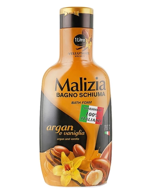 فوم شست و شوی بدن مالزیا Malizia مدل Argan And Vaniglia حاوی روغن آرگان حجم 1000 میل