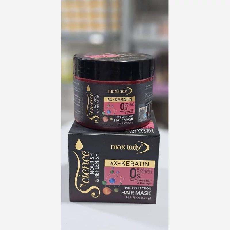 ماسک مو بدون سولفات 500 گرم کراتین مکس لیدی MAX LADY اورجینال